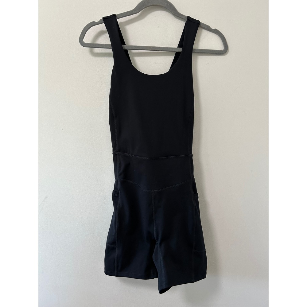 Free People Every Single Time Black Runsie Romper Bodysuit Cross Back‎ Medium
